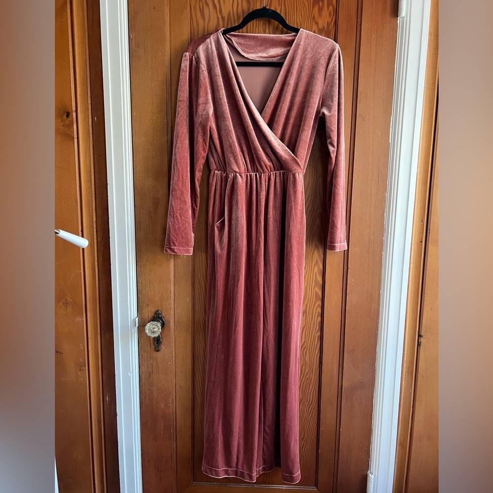 Velvet pink jumpsuit
